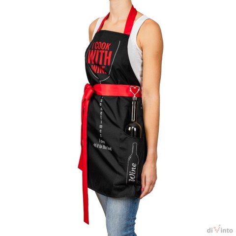 Fartuszek dla gotującej KOBIETY gotuję z winem