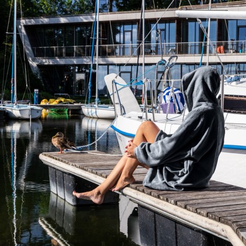 Bluzair Bluza Koc z Kapturem XXL Ciepła Szary 4w1