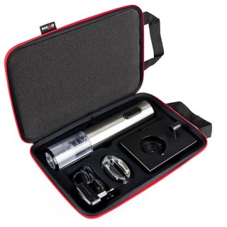 Elektryczny korkociąg Silver Twister Deluxe - na prezent - eleganckie etui