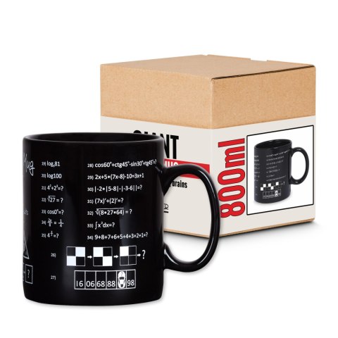 Gigantyczny Kubek Geniusza z zadaniami matematyka