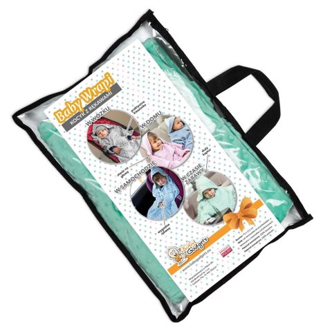 Kocyk zimowy Błękitny minky gruby koc z rękawkami