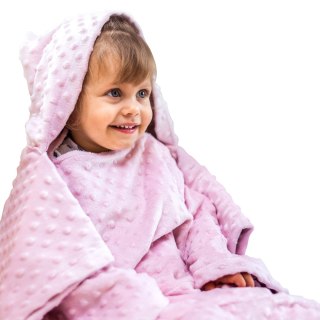 Kocyk zimowy Różowy minky gruby koc z rękawkami