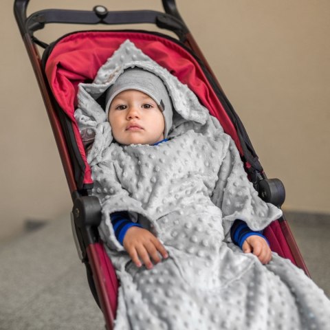 Kocyk zimowy Szary minky gruby koc z rękawkami