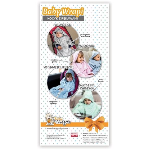 Kocyk zimowy Szary minky gruby koc z rękawkami