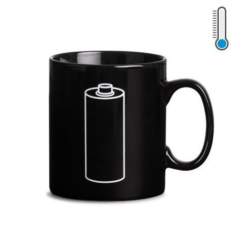 Kubek Bateria magiczny czarny zmieniający kolor