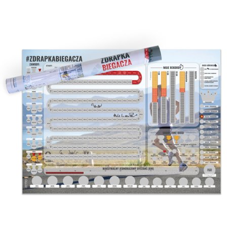 Zdrapka Biegacza prezent PLAKAT mapa maraton