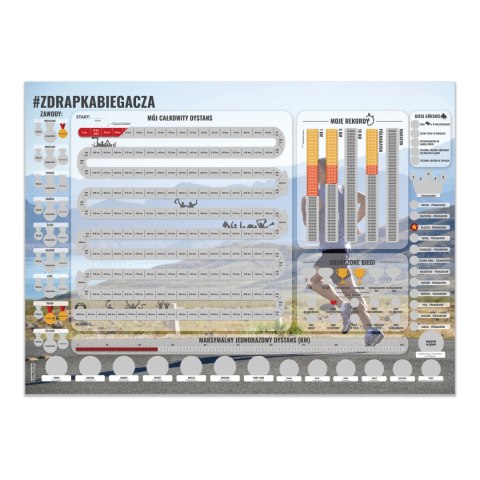 Zdrapka Biegacza prezent PLAKAT mapa maraton
