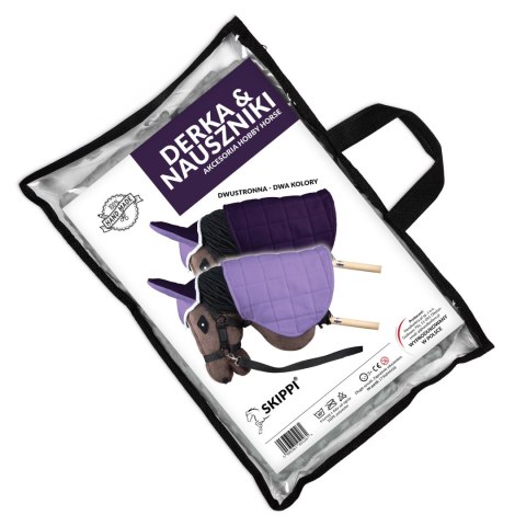 Derka dwustronna i nauszniki Skippi dla Hobby Horse - wrzos i śliwka