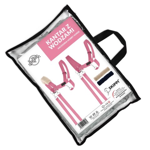 Skippi Kantar dla Hobby Horse - wodze, 2 wymienne futerka - różowy